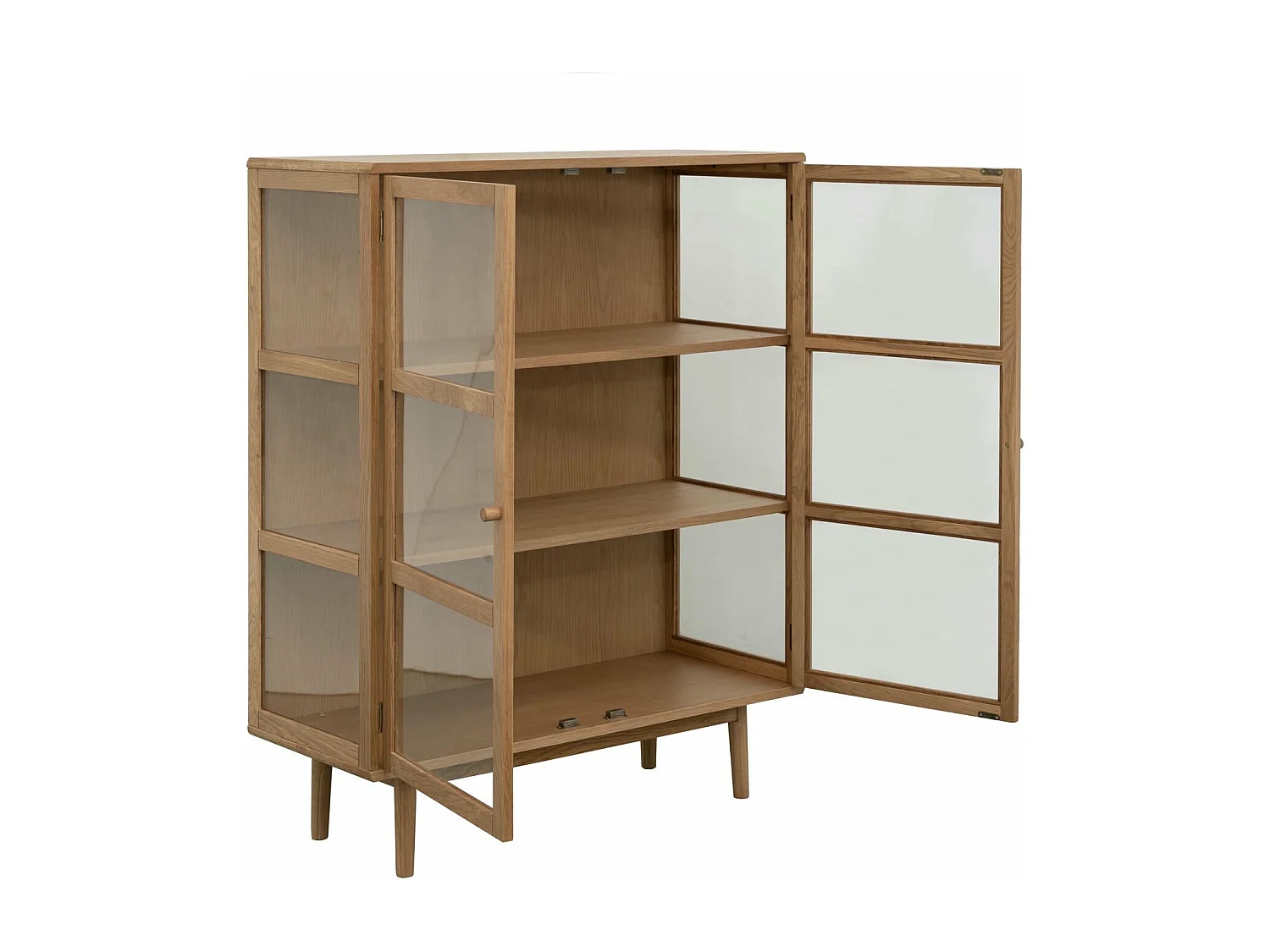 Buffet haut Svendborg - 3 portes - Chêne massif et verre - naturelle