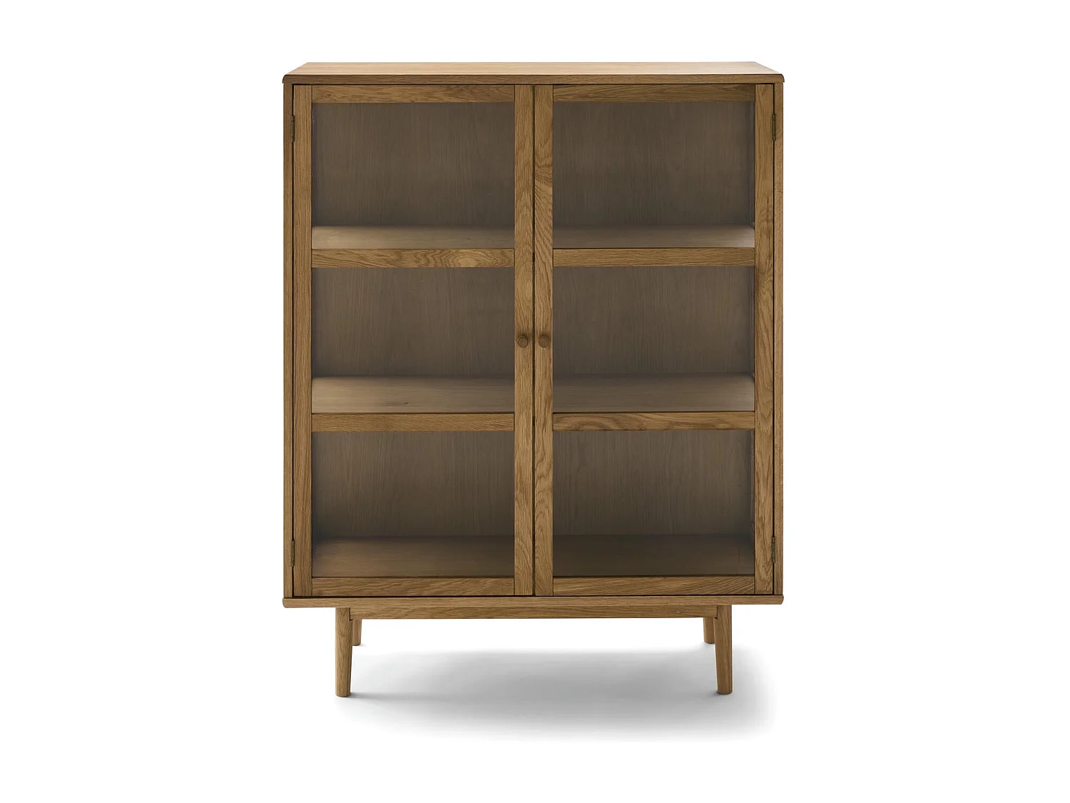 Hoge buffetkast Svendborg - 2 deuren, 3 planken - Massief eikenhout & glas - Natuurlijk