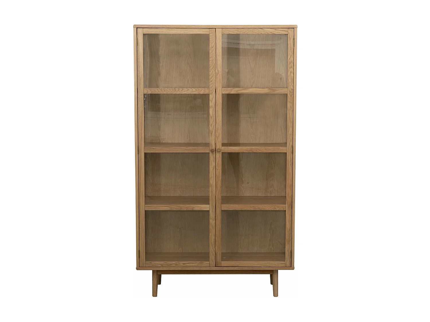 Vitrinekast Svendborg - 2 deuren, 4 planken - Massief eikenhout & glas - Natuurlijk