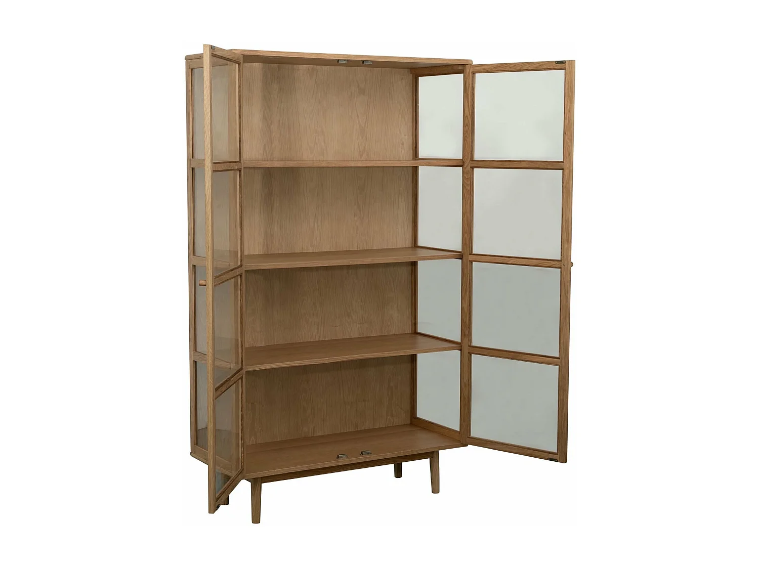 Vitrinekast Svendborg - 2 deuren, 4 planken - Massief eikenhout & glas - Natuurlijk