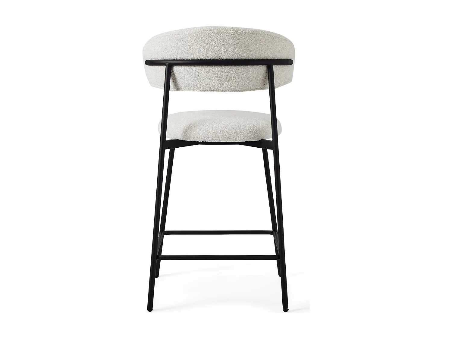 Set van 2 barkrukken Diana - Met rugleuning - Boucléstof & metaal - Wit