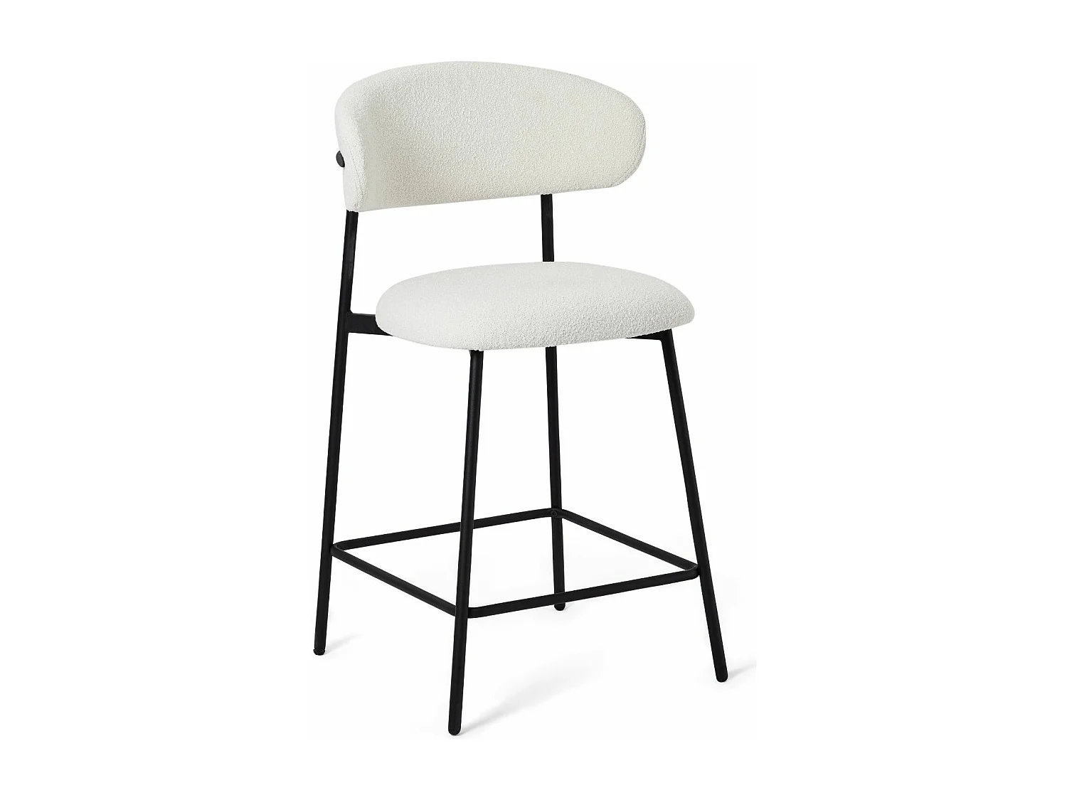 Lot de 2 chaises avec dossier Diana - Tissu bouclé et métal - Blanc