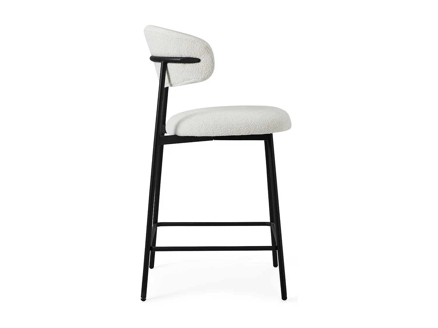 Lot de 2 chaises avec dossier Diana - Tissu bouclé et métal - Blanc