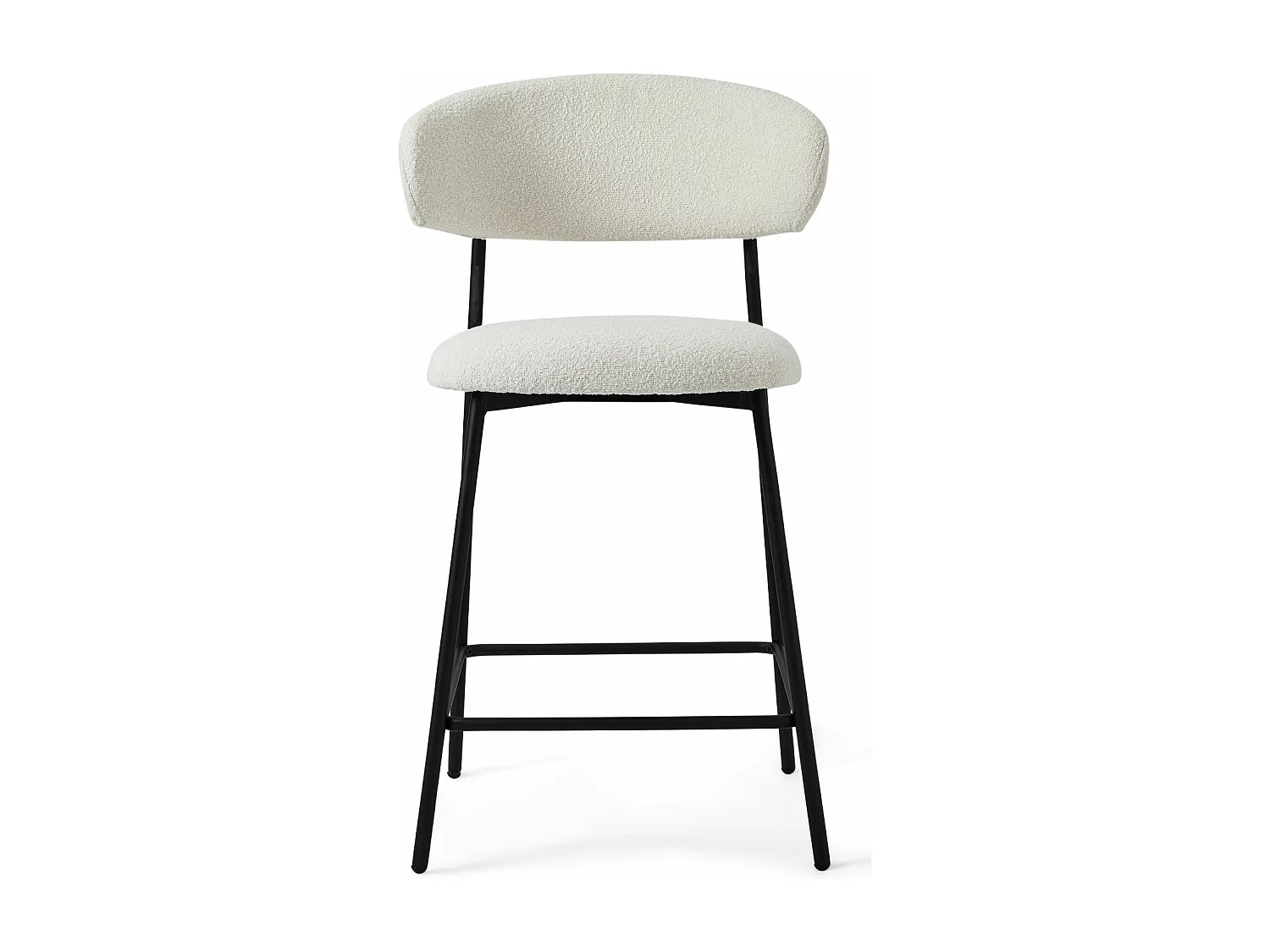 Lot de 2 chaises avec dossier Diana - Tissu bouclé et métal - Blanc