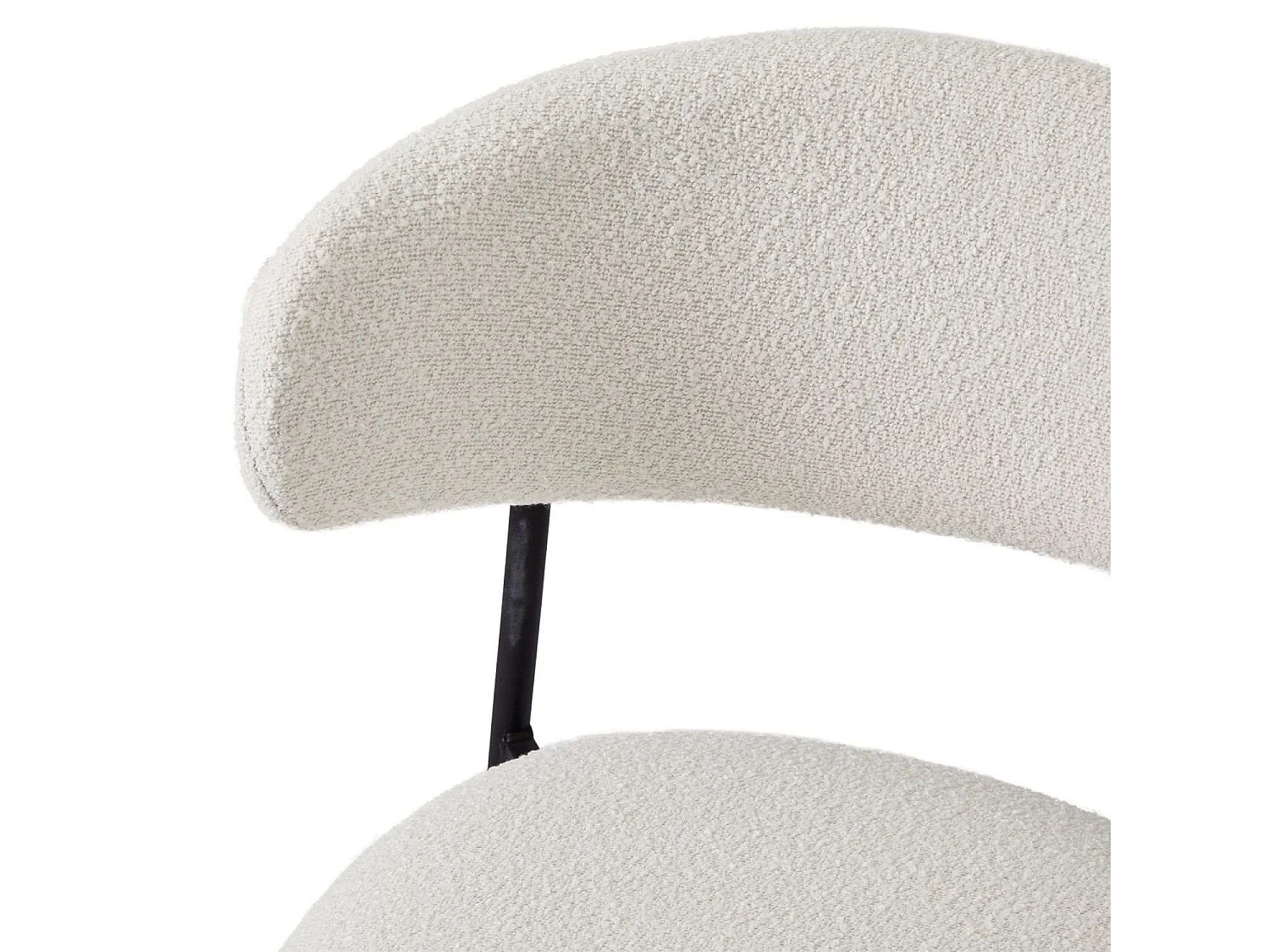 Lot de 2 chaises avec dossier Diana - Tissu bouclé et métal - Blanc
