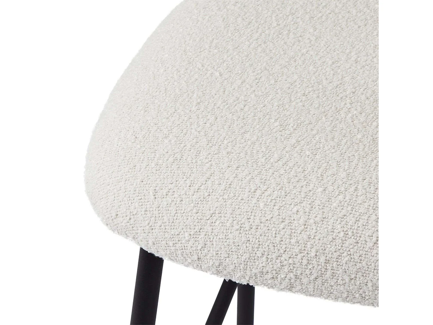 Lot de 2 chaises avec dossier Diana - Tissu bouclé et métal - Blanc