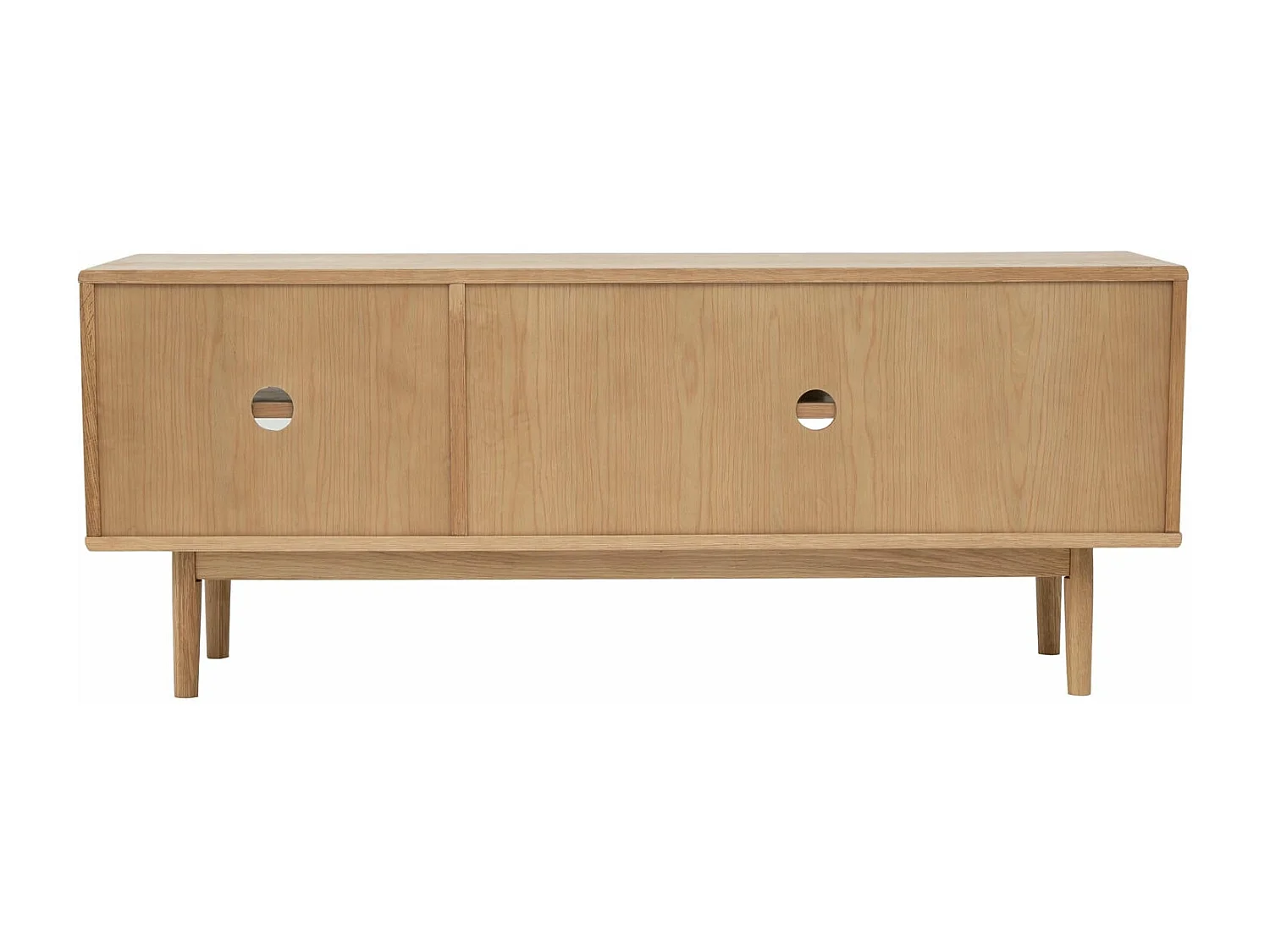 Tv-meubel Svendborg - 3 deuren, 3 planken - Massief eikenhout & glas - Natuurlijk