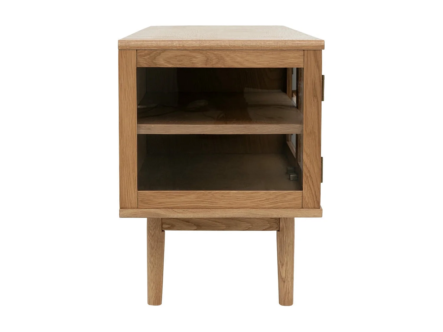 Tv-meubel Svendborg - 3 deuren, 3 planken - Massief eikenhout & glas - Natuurlijk