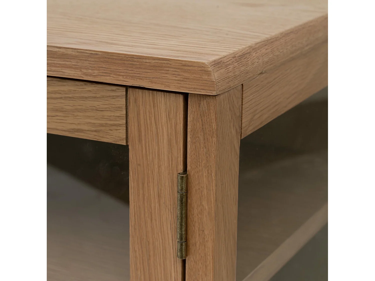 Tv-meubel Svendborg - 3 deuren, 3 planken - Massief eikenhout & glas - Natuurlijk