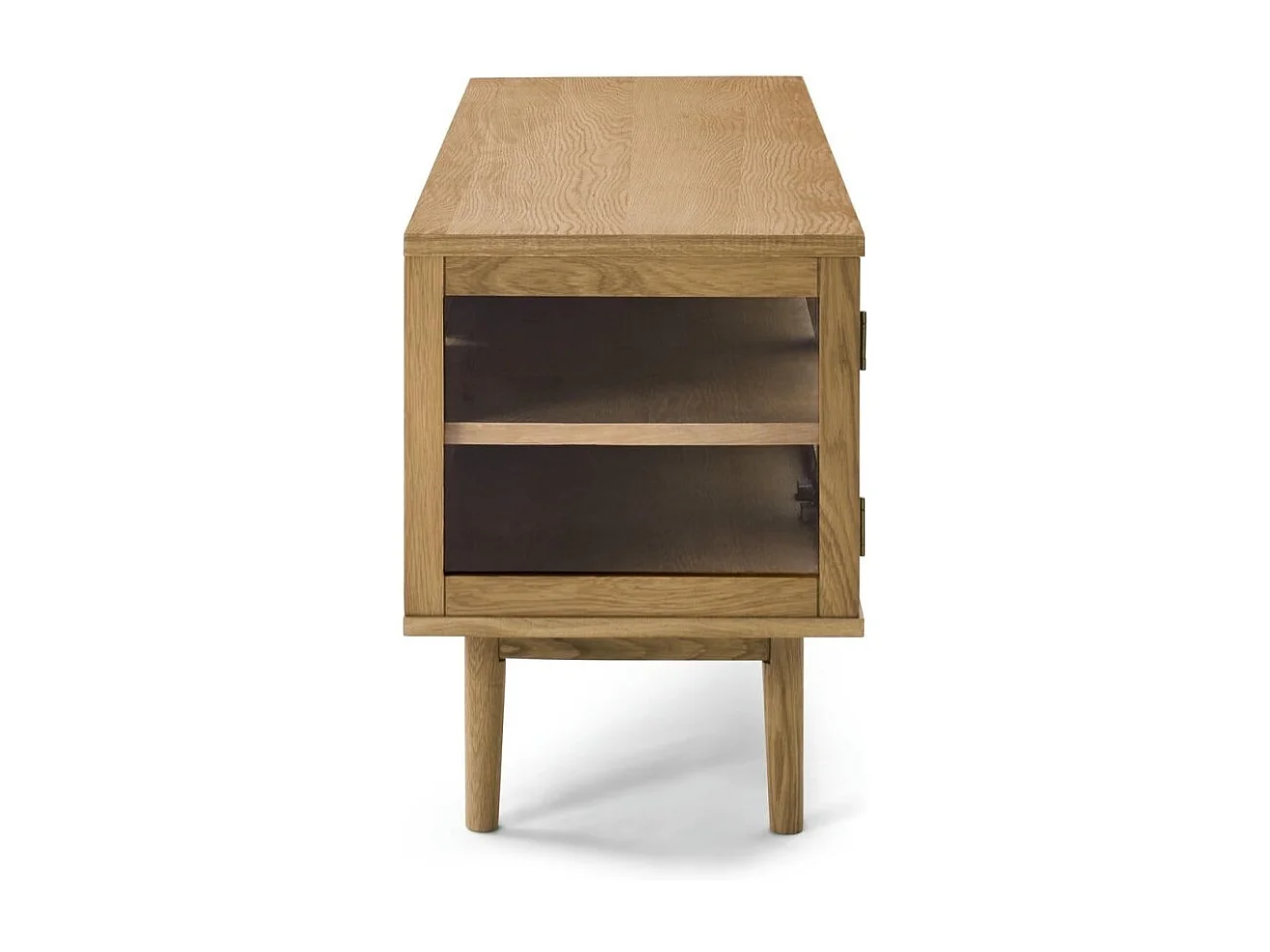 Tv-meubel Svendborg - 3 deuren, 3 planken - Massief eikenhout & glas - Natuurlijk