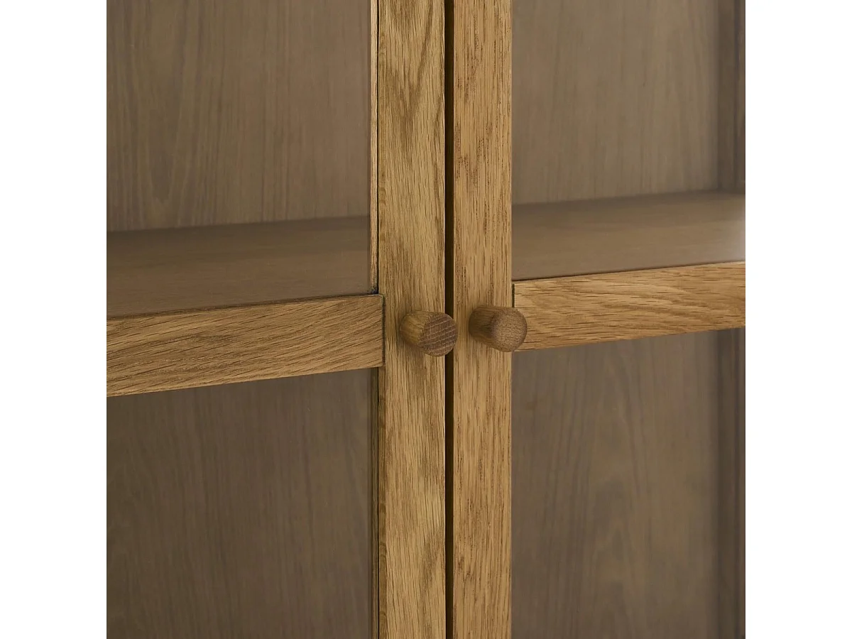 Tv-meubel Svendborg - 3 deuren, 3 planken - Massief eikenhout & glas - Natuurlijk