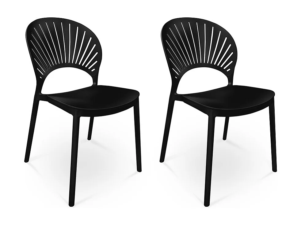 Sedia impilabile in plastica nera – Sunny (2 Pz.)