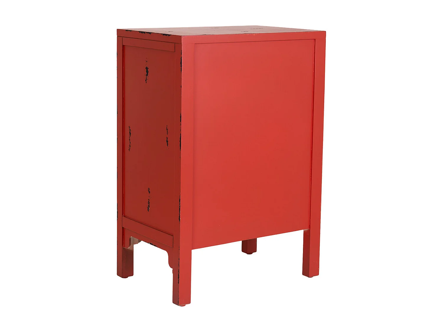 Beistelltisch aus Holz, Rot lackiert,  48x32x70h cm