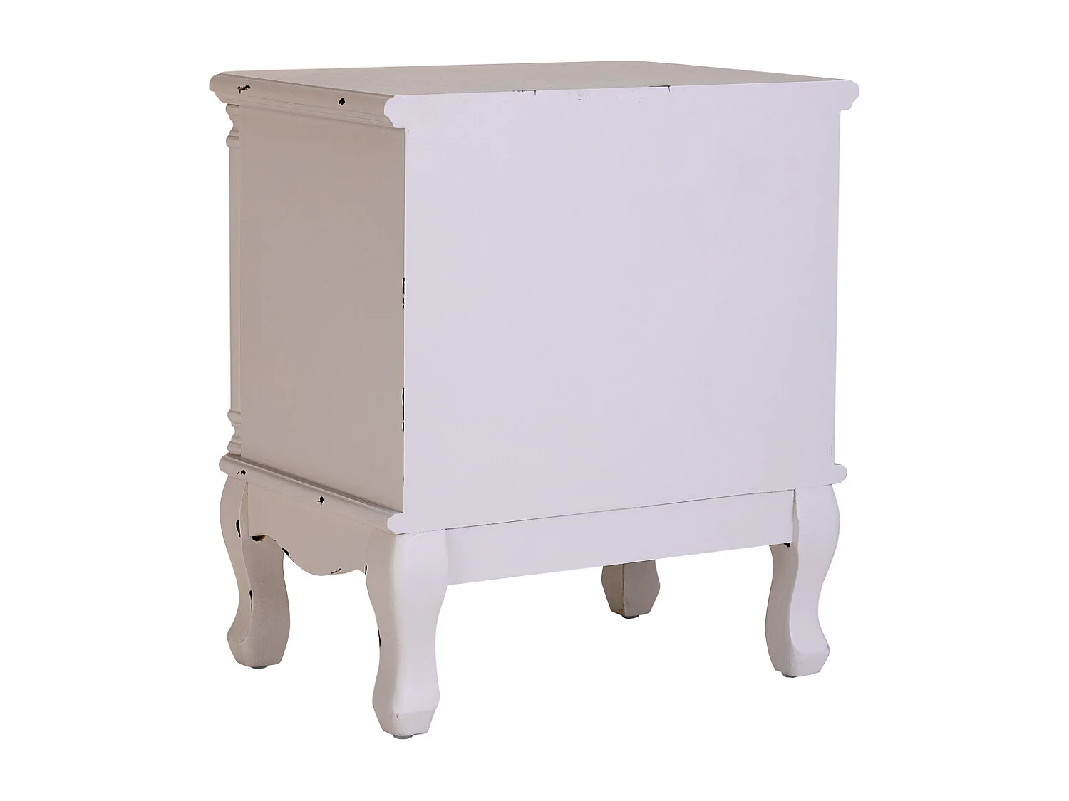 Table de chevet en bois blanc vieilli avec 2 tiroirs 50x36x55h cm