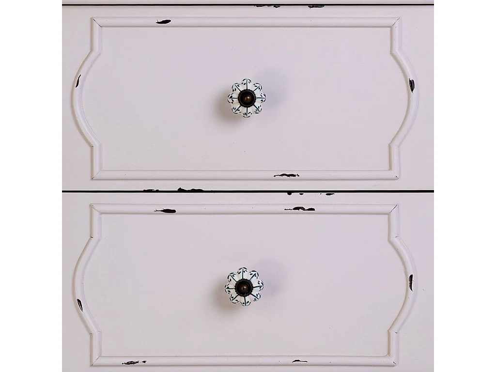 Table de chevet en bois blanc vieilli avec 2 tiroirs 50x36x55h cm