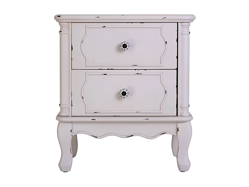 Mesinha de madeira branco envelhecido com 2 gavetas 50x36x55h cm