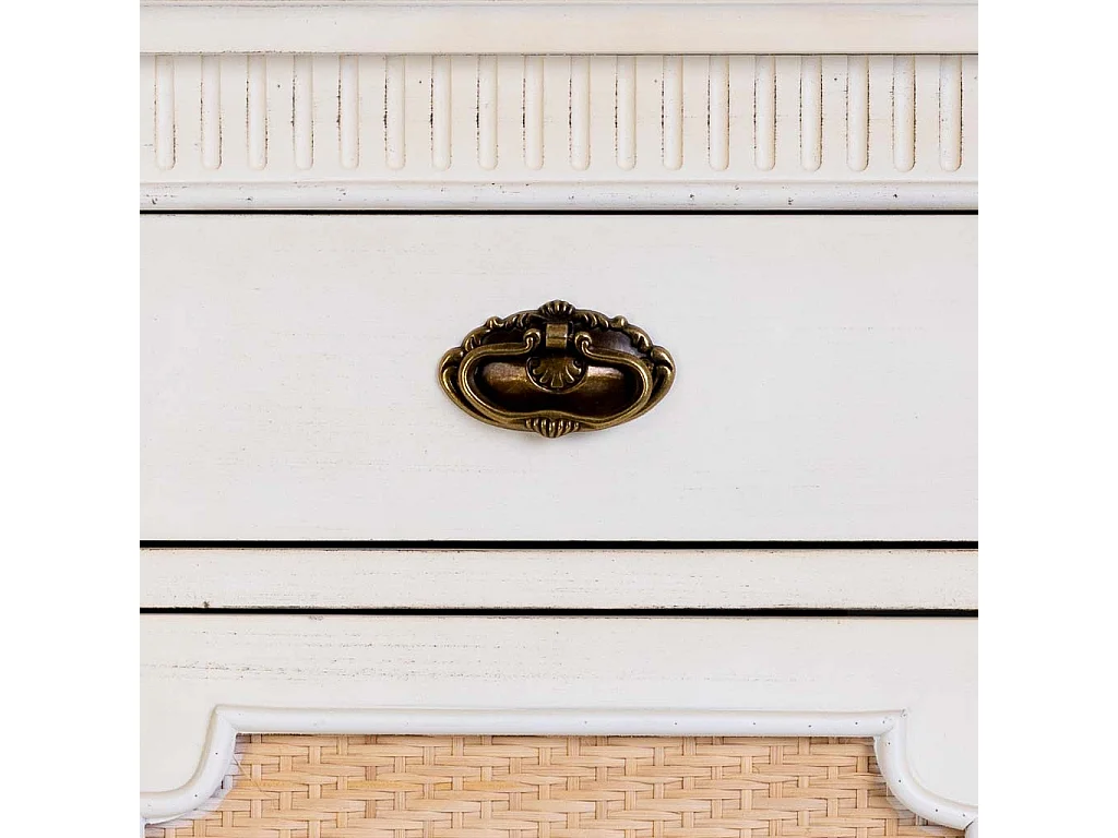 Mesita de madera lacada y rejilla de 1 cajón y 1 46x36x68h cm - Blanco