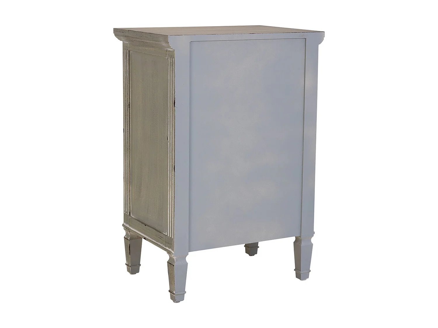 Nachttisch aus Holz mit drei Schubladen grau 46x32,5x67h cm