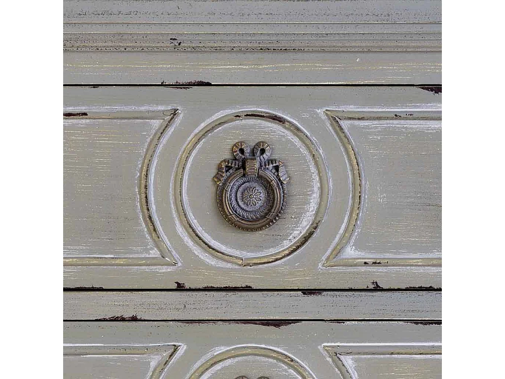 Mesa de cabeceira em madeira com três gavetas cinzento 46x32,5x67h cm