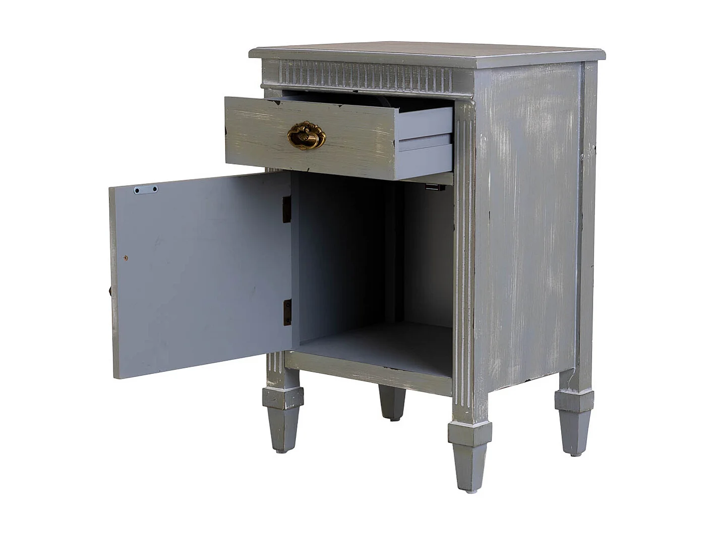 Tavolino in legno laccato blu con griglia  46x36x68h cm