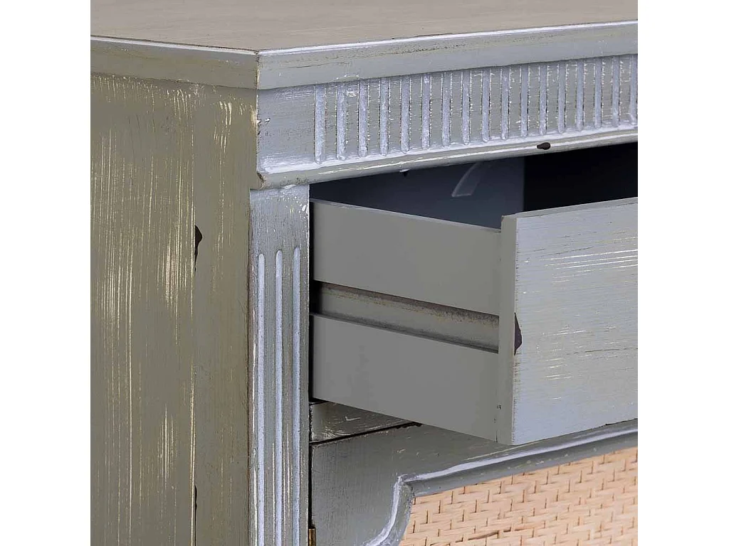 Tavolino in legno laccato blu con griglia  46x36x68h cm