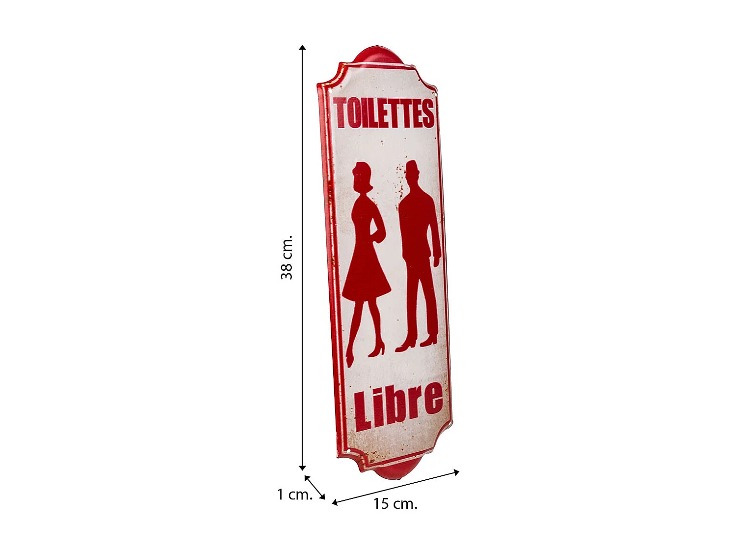 Placa de de metal roja 15x38x1