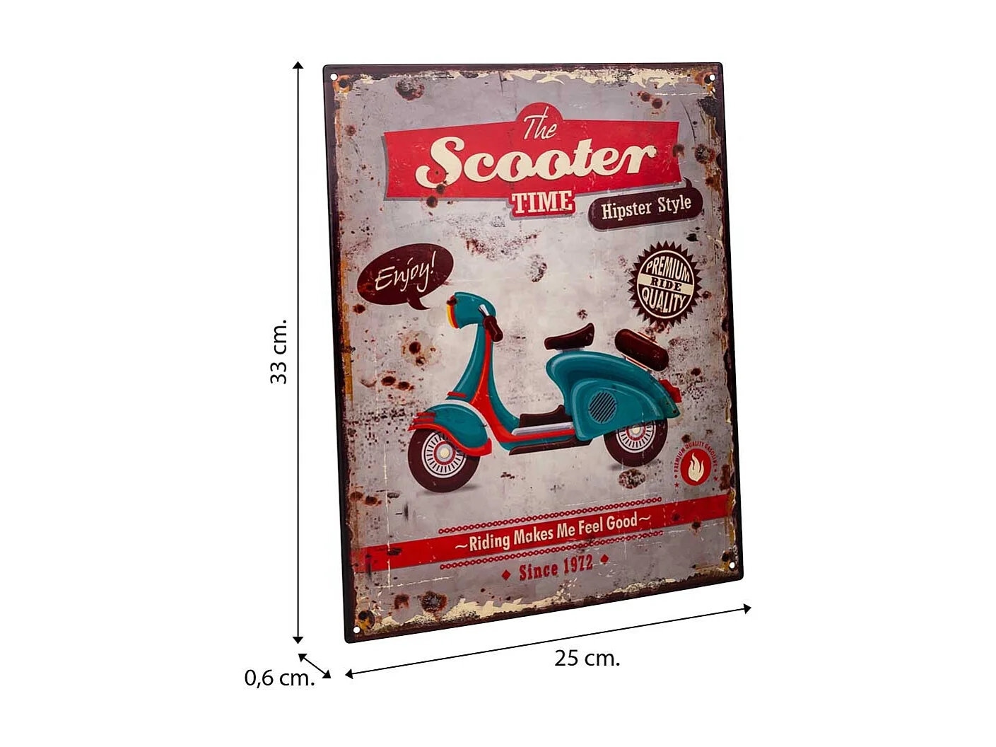 Placa de metal branco 25x33x0,6