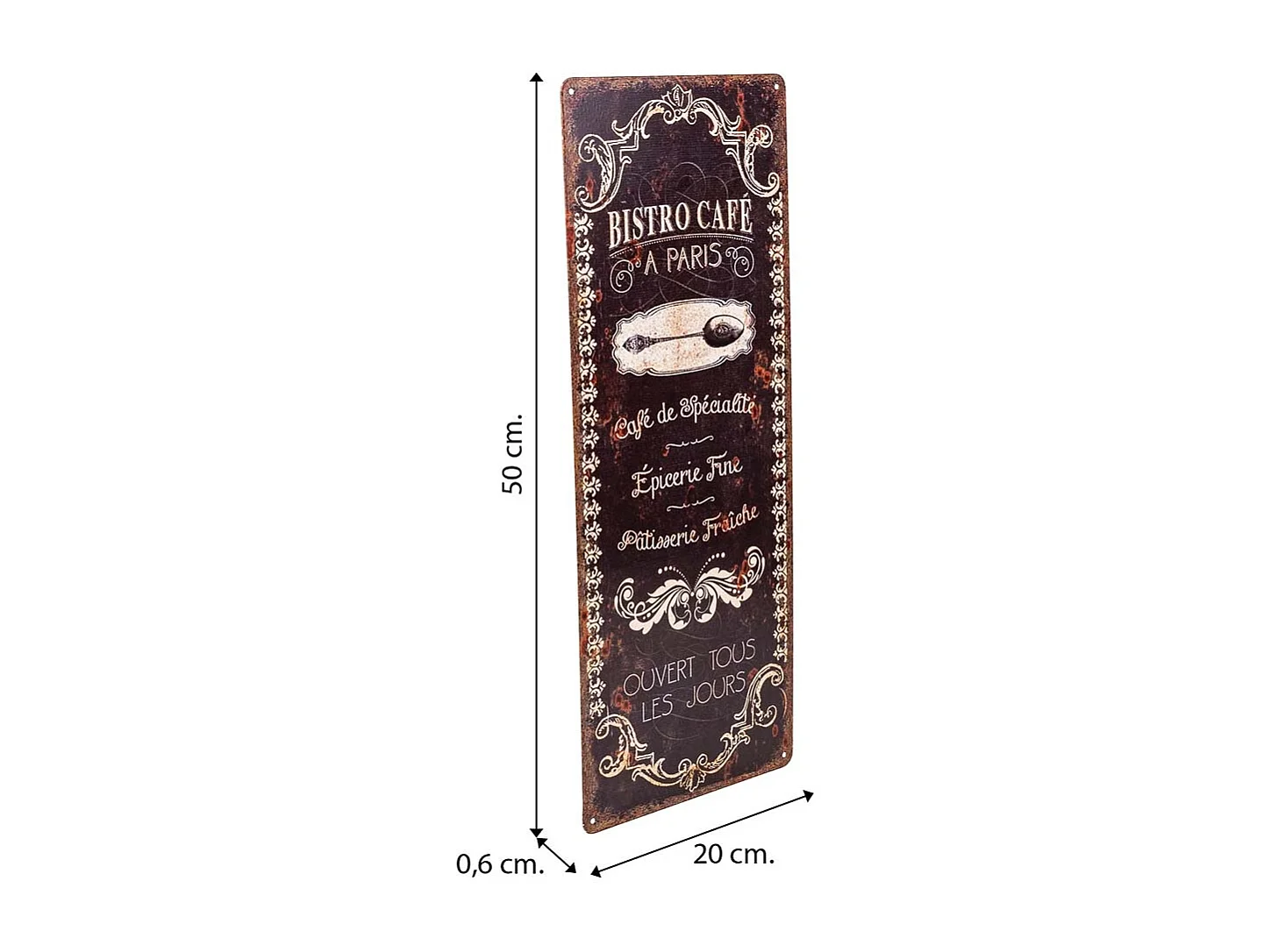 Placa de de metal marrón 20x50x0,6