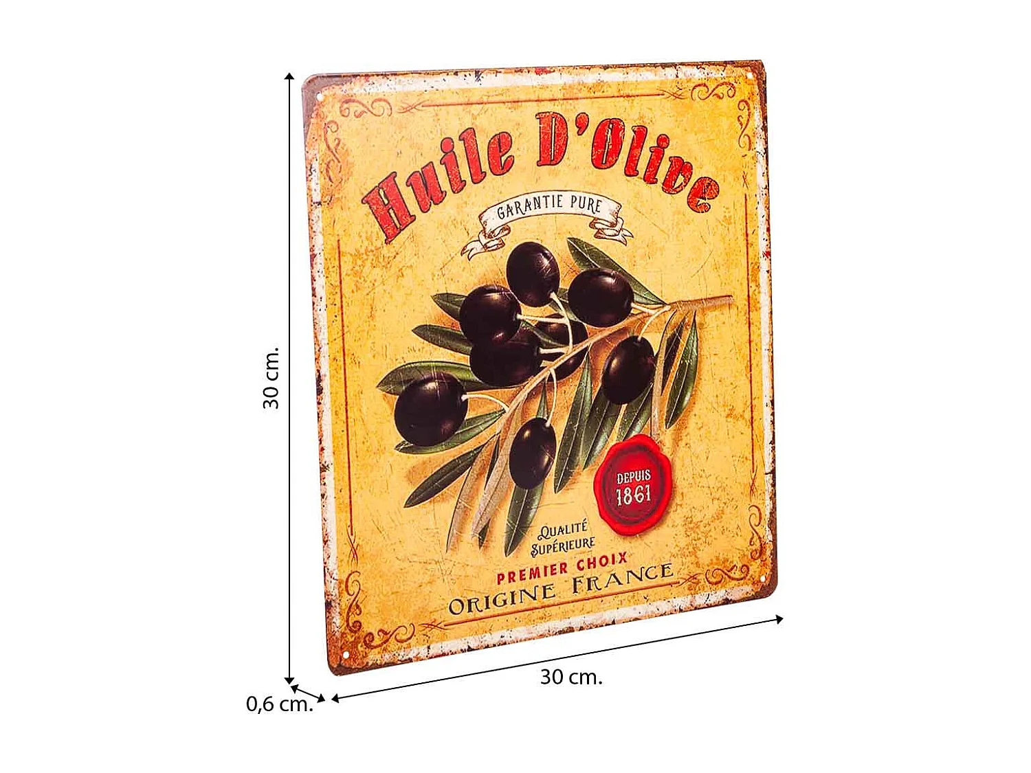 Placa de de metal amarilla 30x30x0,6