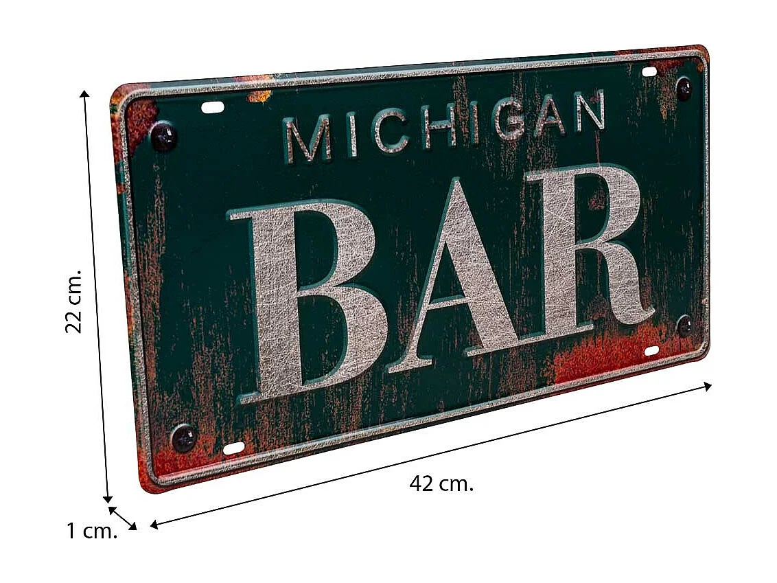 Placa de de metal verde 22x42x1