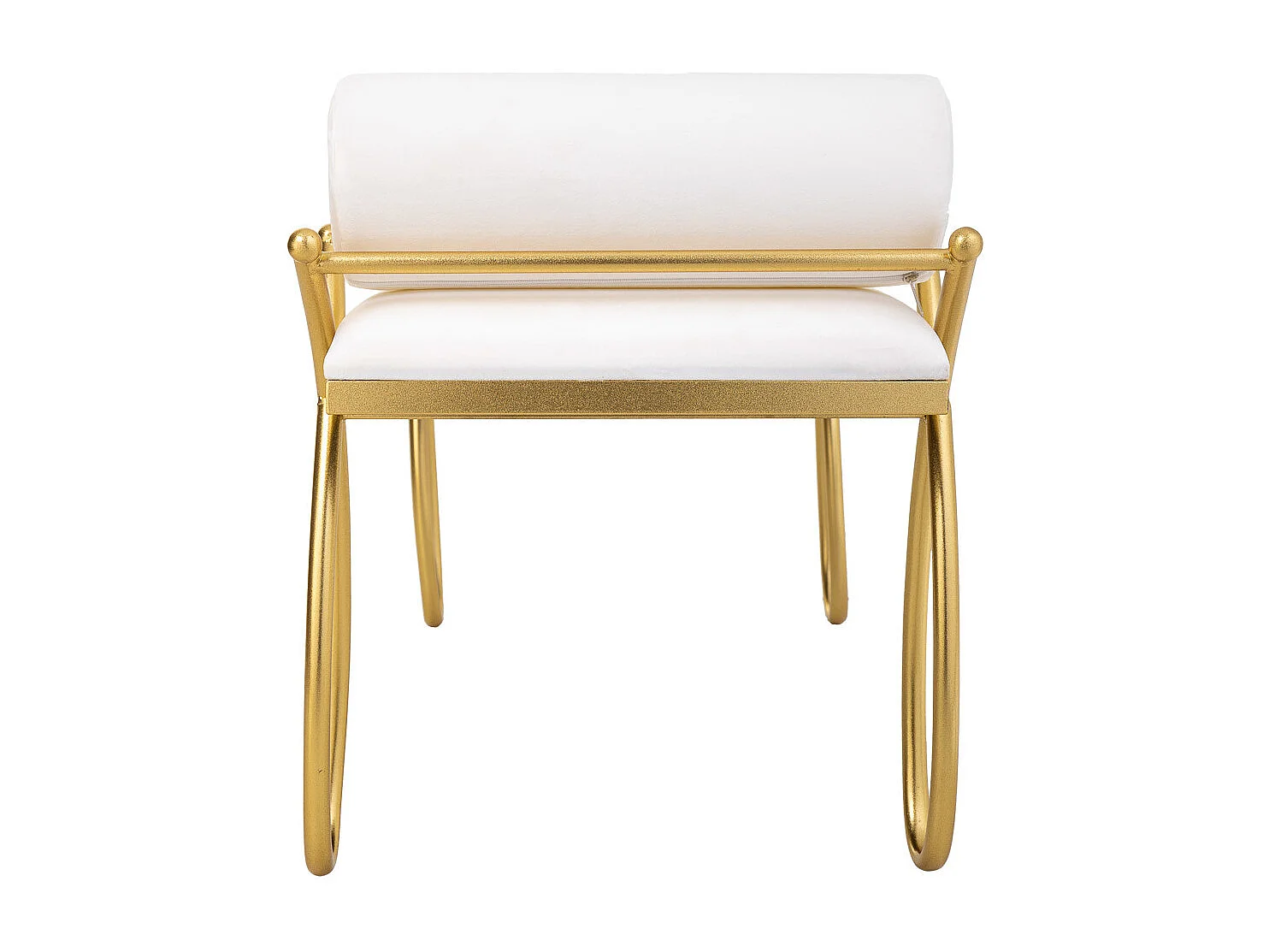 Banco estofado metal dourado e branco 112,5x49x53h cm