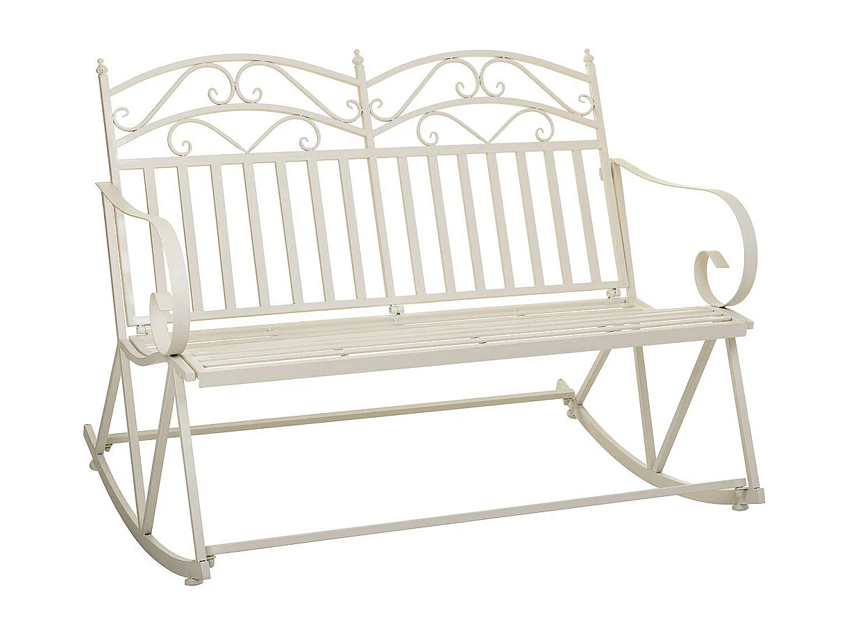 Weißes Schaukelsofa aus Schmiedeeisen 116x45x91h cm