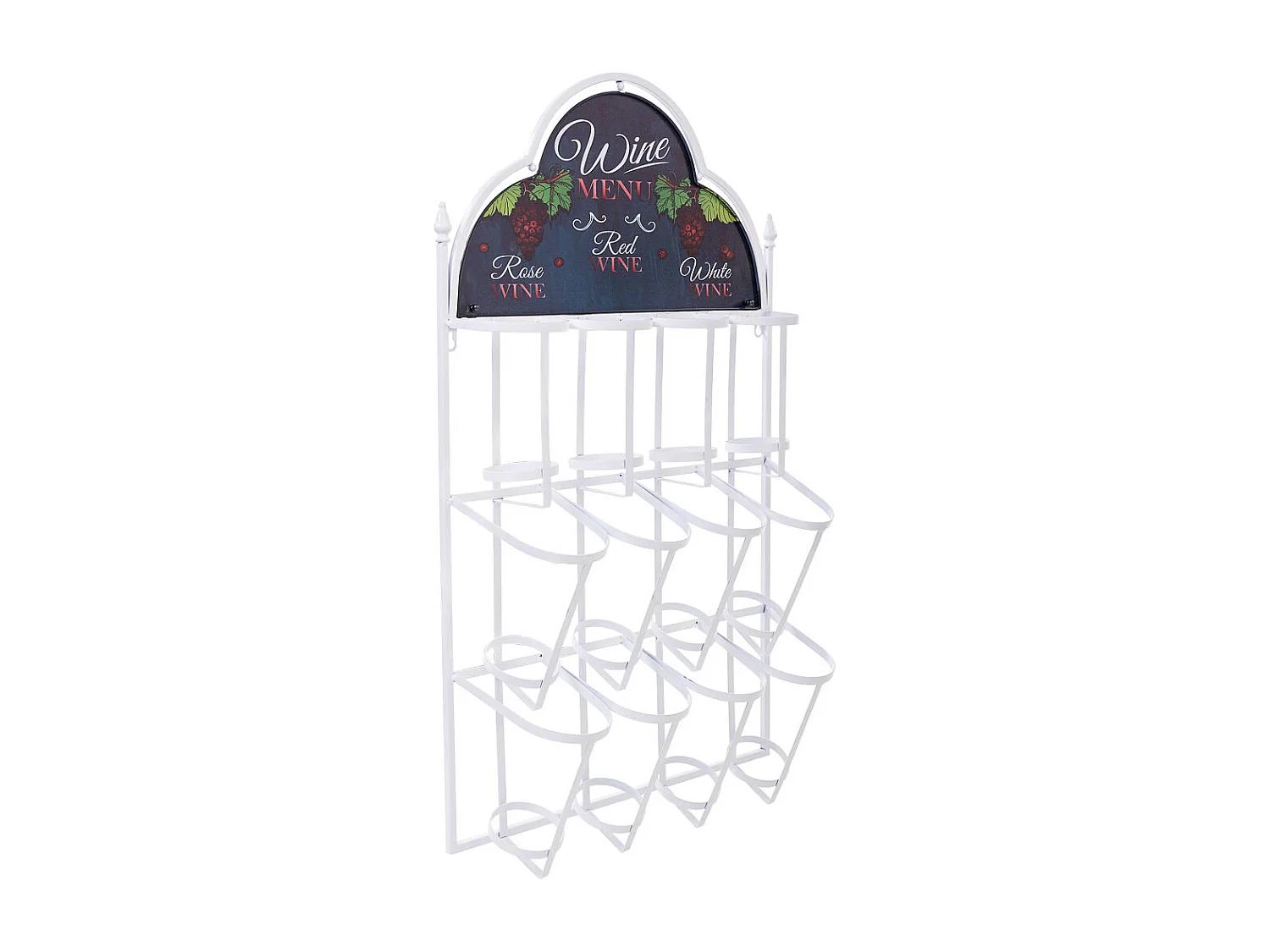 Metal wall wine rack for 8 bottles, 53x17x90H cm