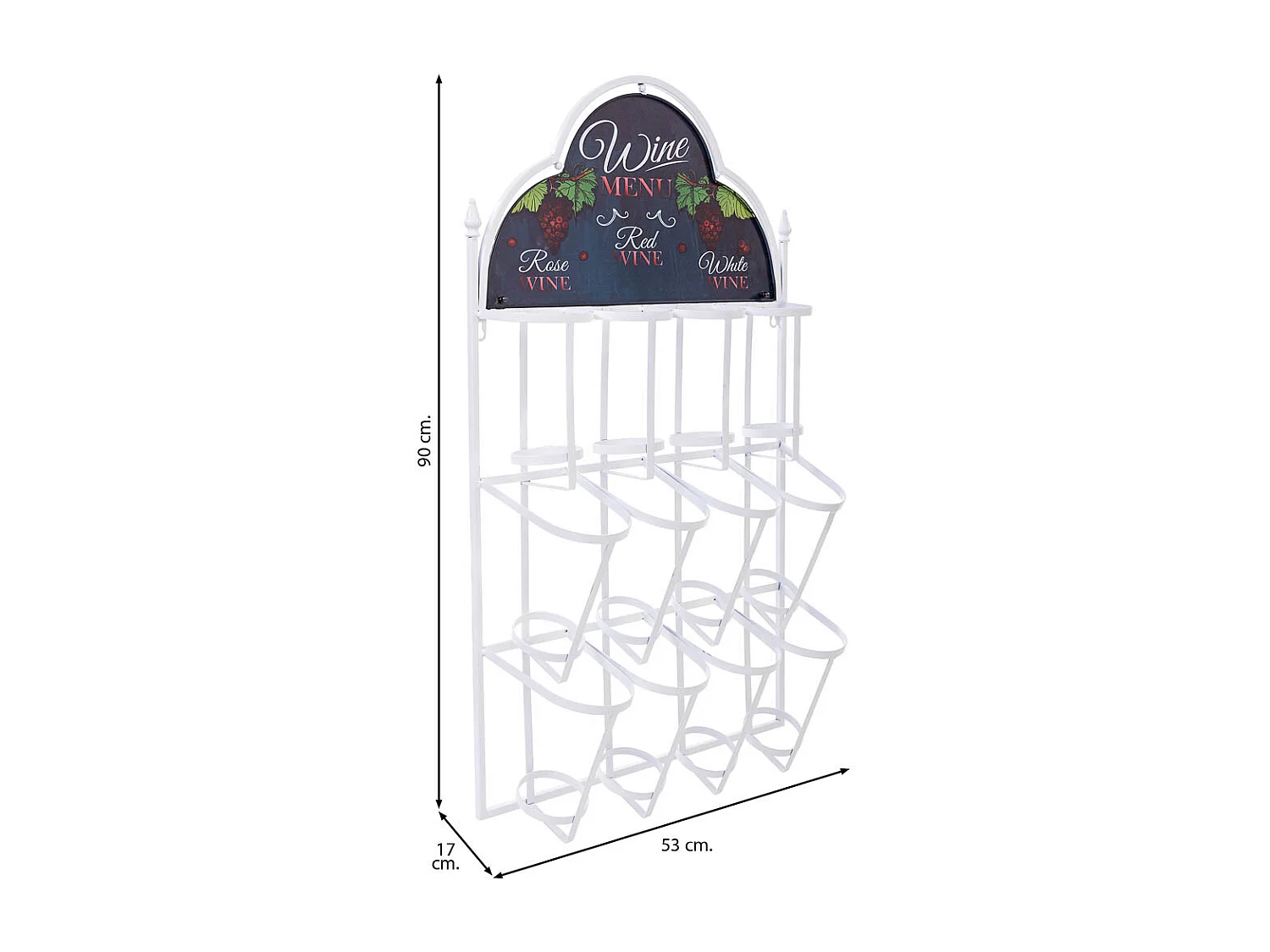 Casier mural en métal pour 8 bouteilles 53x17x90h cm