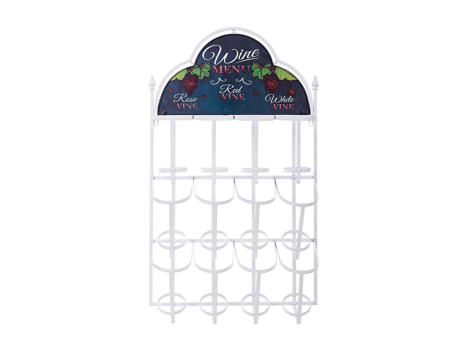 Metal wall wine rack for 8 bottles, 53x17x90H cm