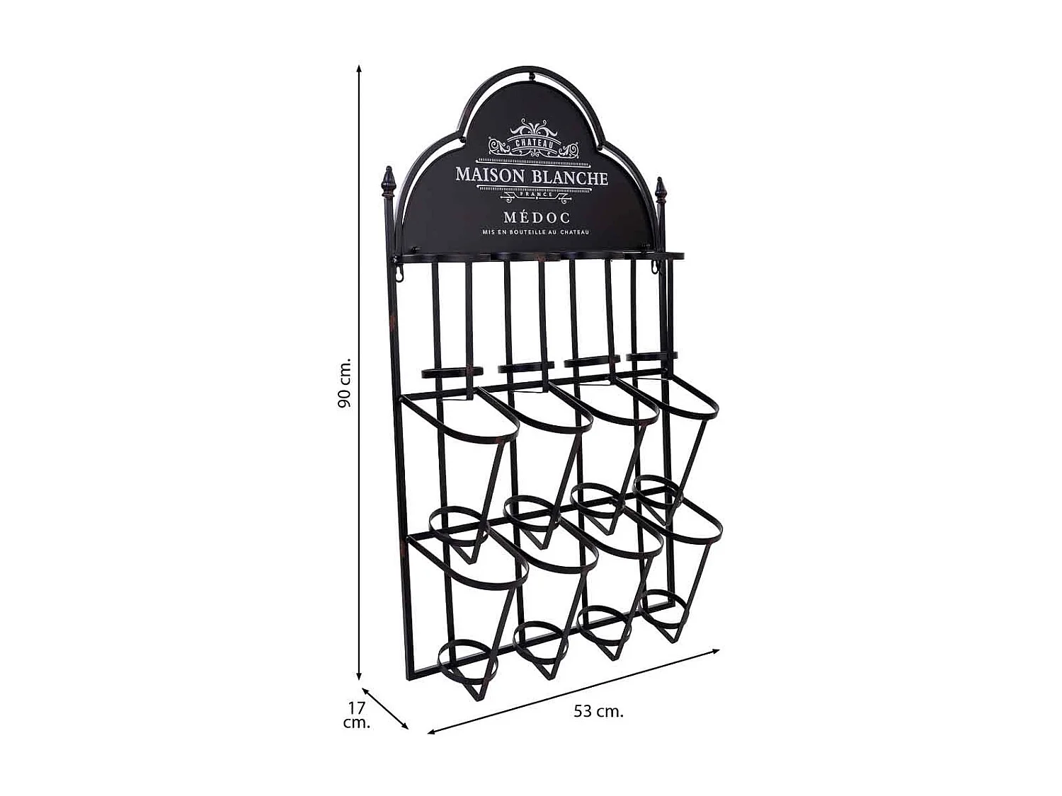 Wandregal für 8 Flaschen aus Metall, 53x17x90H cm