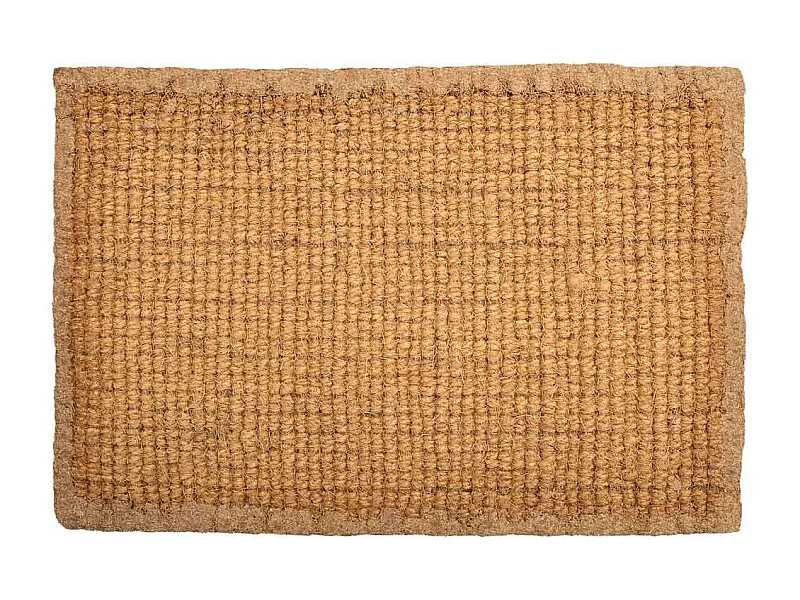 Capacho de fibra natural e borracha marrom 60x40