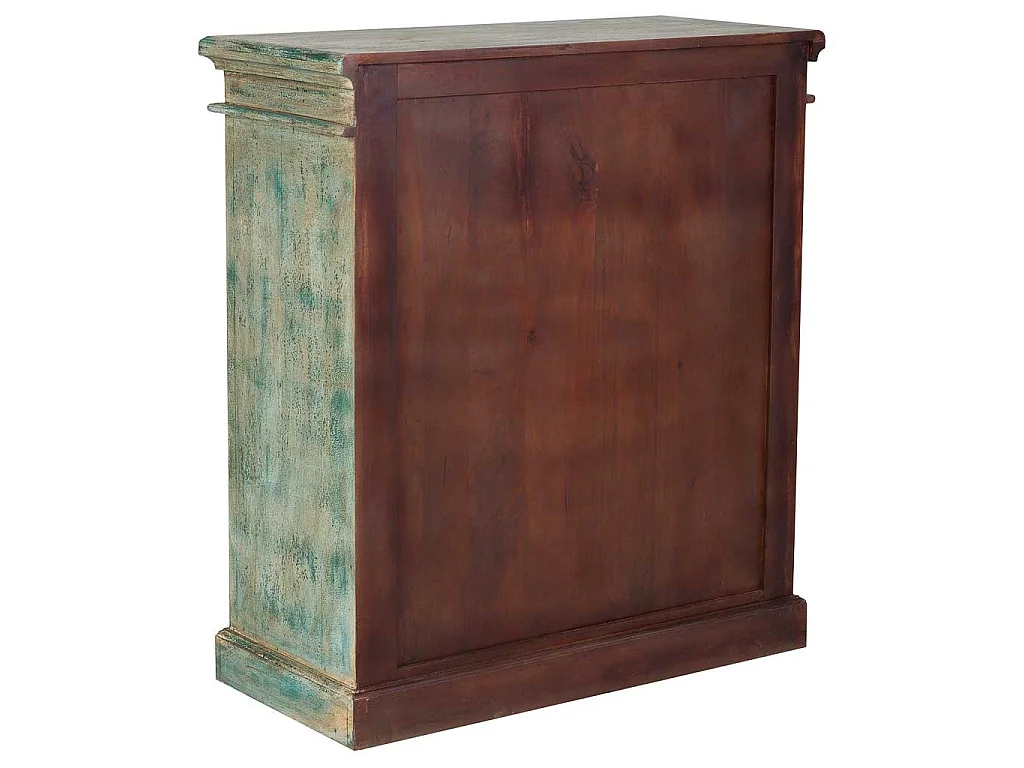 Credenza in legno e vetro con 2 ante, blu 90x40x100h cm