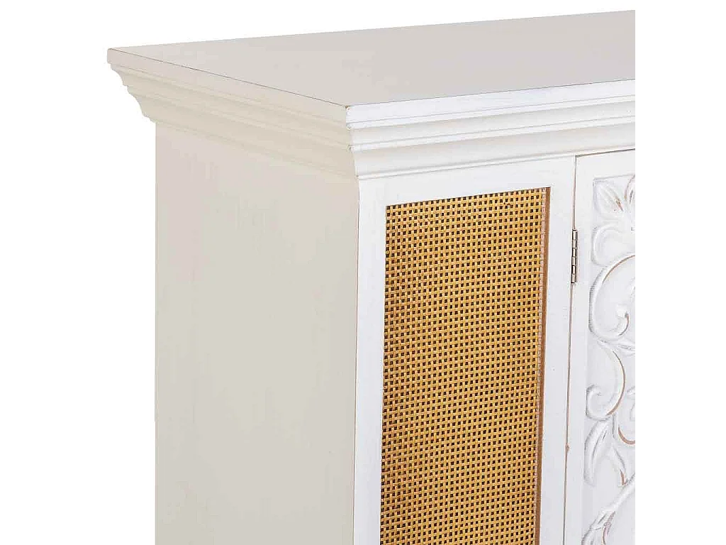 Aparador de madeira branco envelhecido com 2 portas 130x33x99h cm