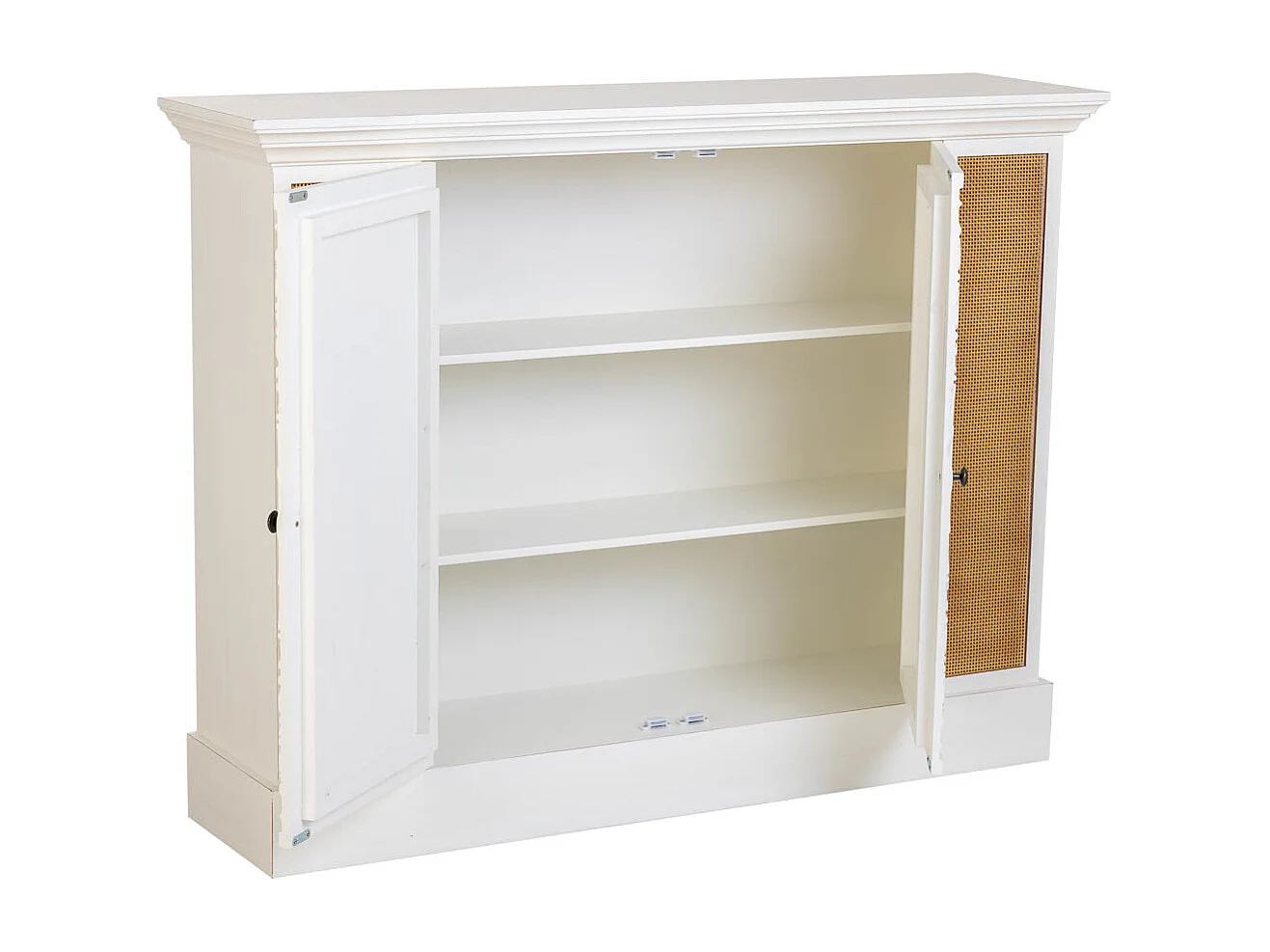 Aparador de madeira branco envelhecido com 2 portas 130x33x99h cm