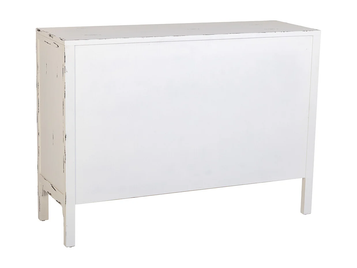 Credenza in legno laccato bianco invecchiato 4 porte 120x40x86,5h cm