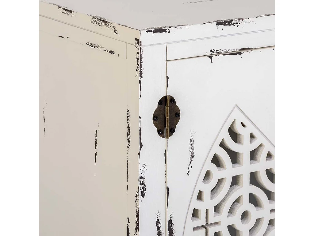 Credenza in legno laccato bianco invecchiato 4 porte 120x40x86,5h cm