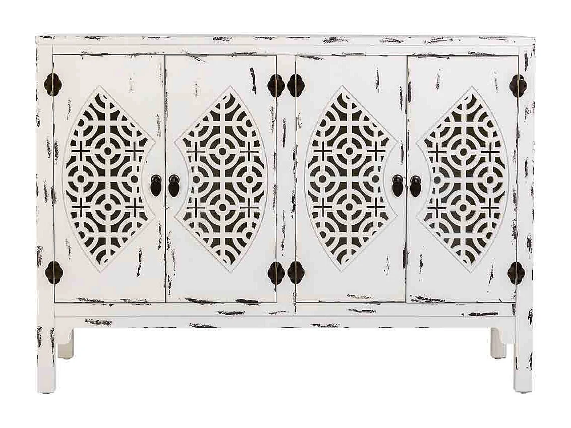 Aparador de madeira lacado branco com 4 portas 120x40x86,5h cm