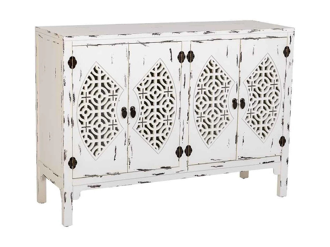 Aparador de madeira lacado branco com 4 portas 120x40x86,5h cm