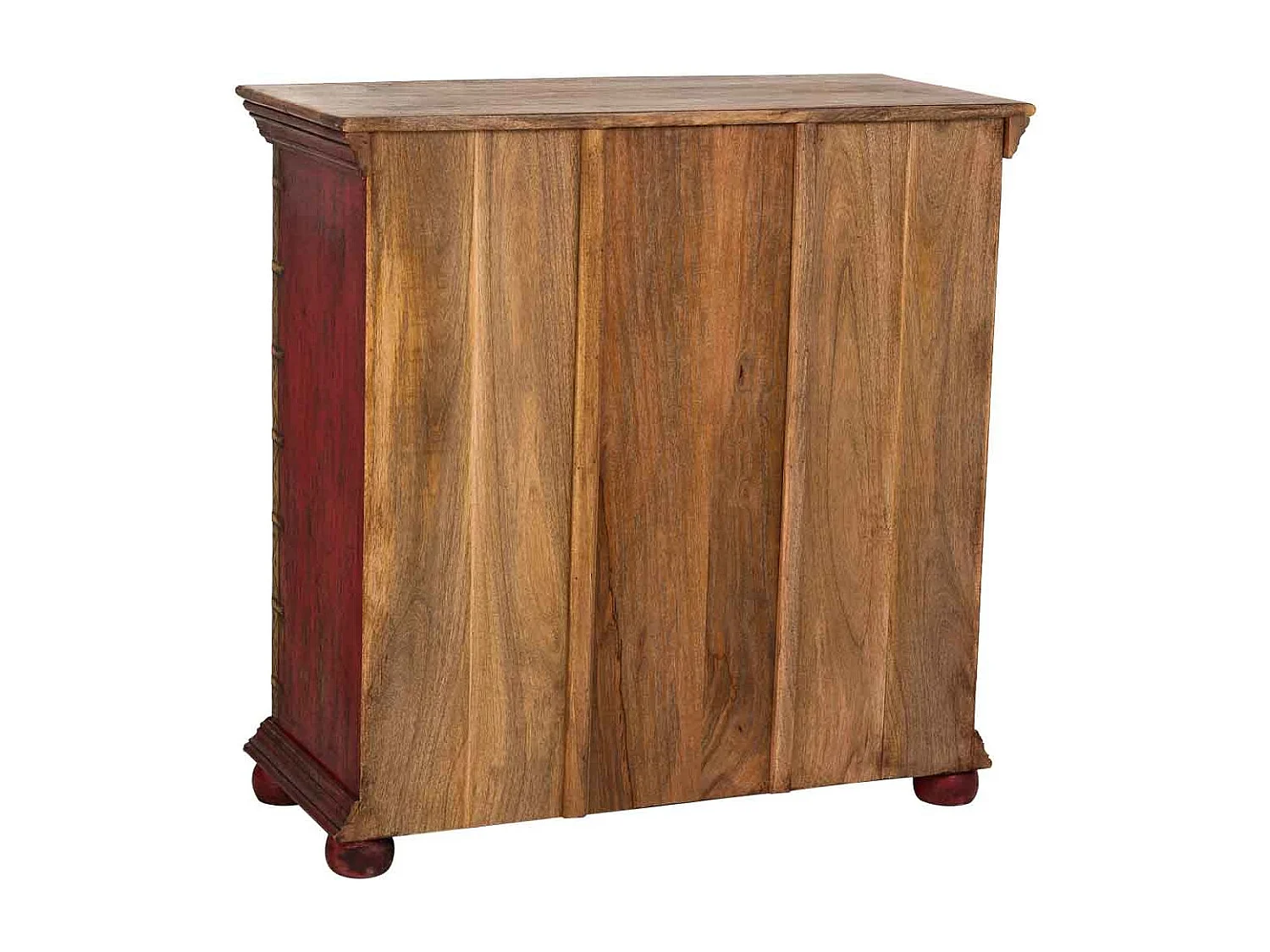 Credenza in legno intagliato artigianalmente finitura rossa 90x40x90h