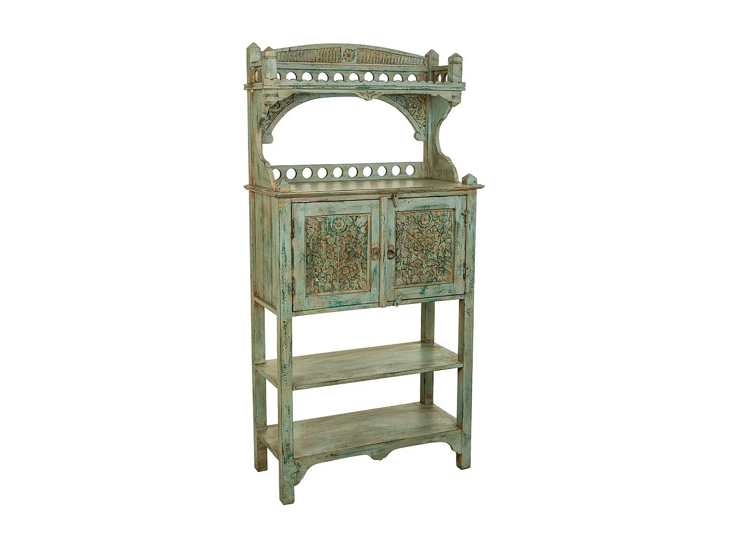 Aparador de madeira artesanal azul 75x35x150