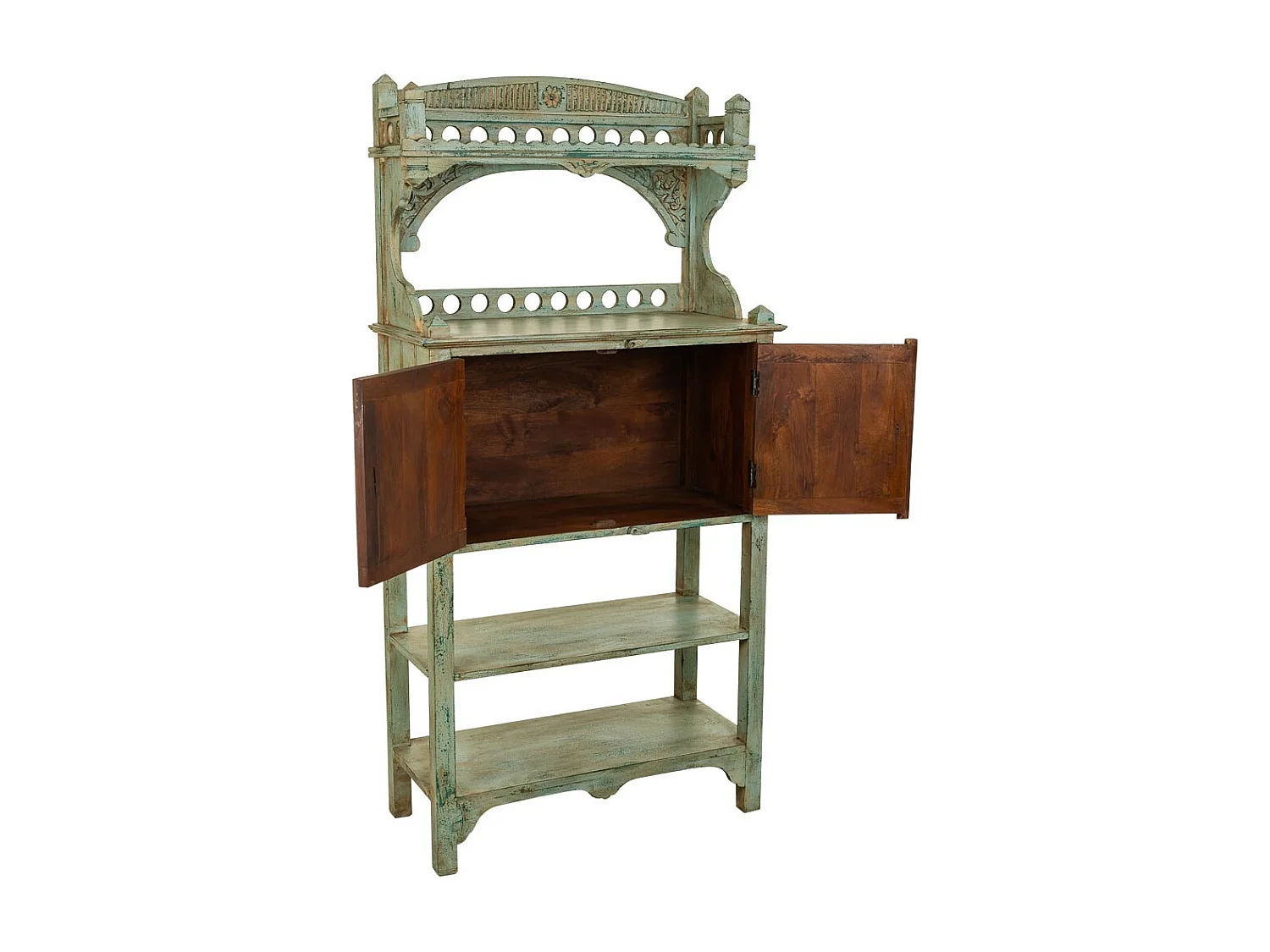 Aparador de madeira artesanal azul 75x35x150