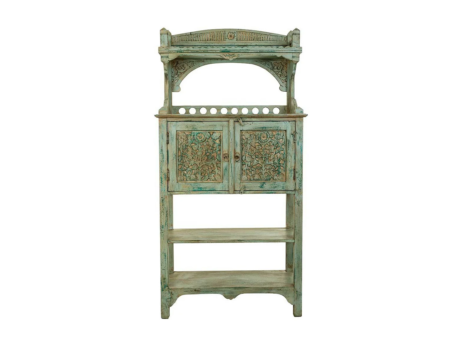 Aparador de madeira artesanal azul 75x35x150