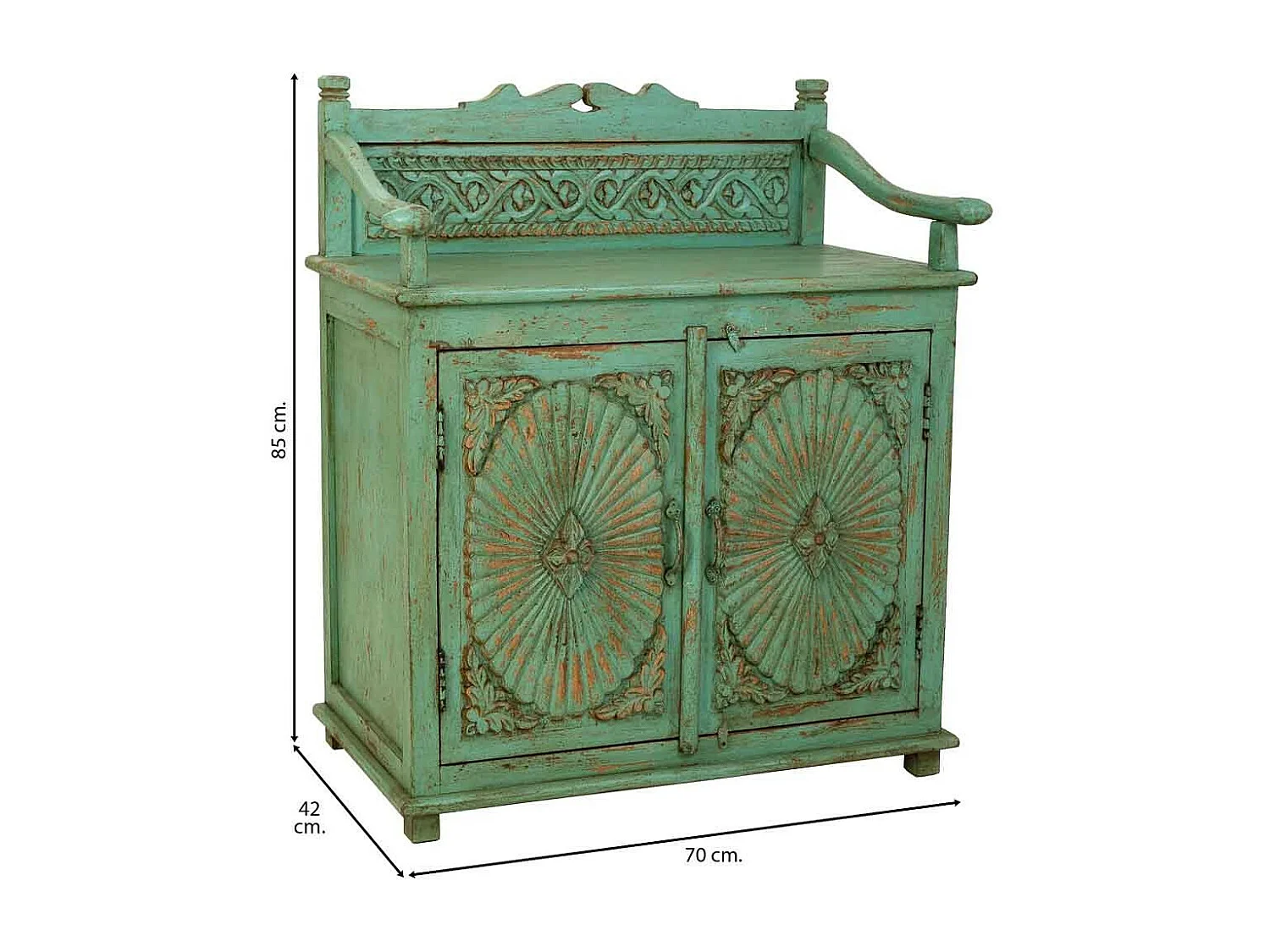 Buffet en bois vert 70x42x85