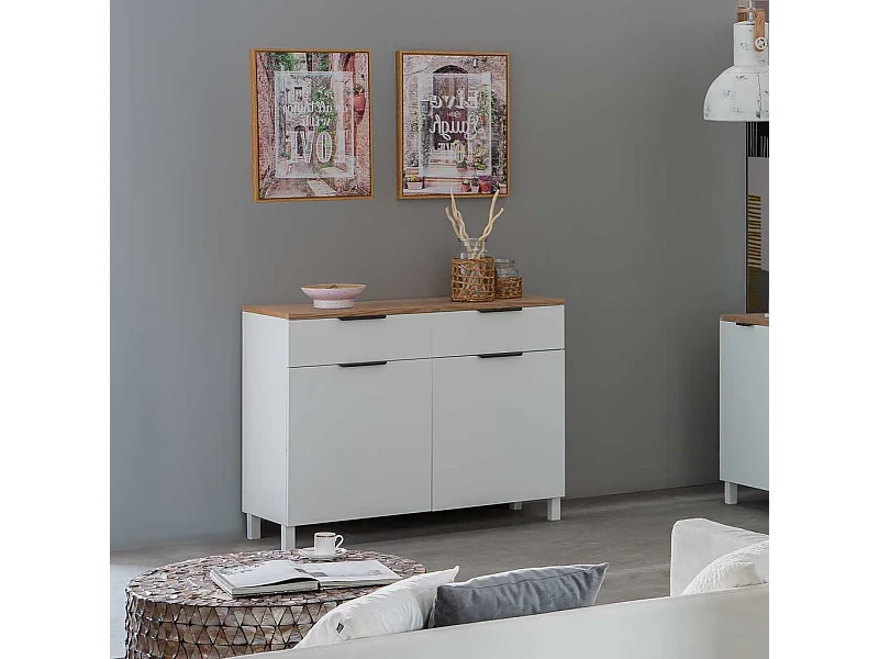 Credenza in legno con 2 cassetti e 2 ante 120x40x76h cm